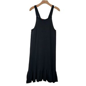 Free People Beach Midi Dress Womens Small Black Sleeveless Knitted Ruffle Cotton